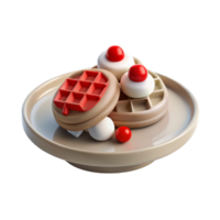 3D Render of Waffles and Red Berries on a Plate png