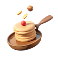 Stack of Pancakes in a Frying Pan with Berry on Top png