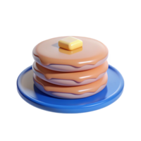 Stack of Pancakes with Butter on Blue Plate png