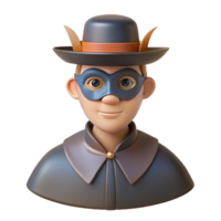 Masked Figure in a Hat and Cape png