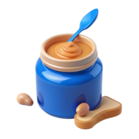 Peanut Butter Jar with Spoon and Peanuts png