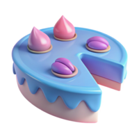 Blue and Pink Cake with Icing and Toppings png