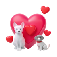 Two Dogs Sitting in Front of a Big Heart png
