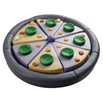 3d render do uma pizza com verde, amarelo, e vermelho coberturas png