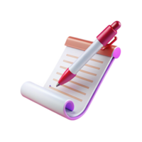 3D Render of a Notepad with a Pen png