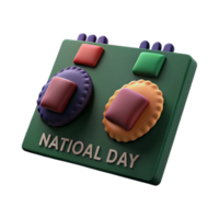 3D Rendered Colorful Buttons on Green Background for National Day png