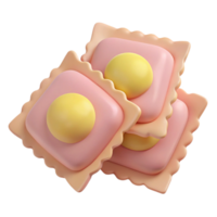 3D Rendered Stack of Square-Shaped Candy with Yellow Centers png