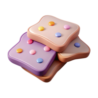3D Rendered Stack of Colorful Toasted Bread with Sprinkles png