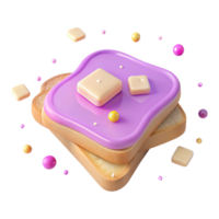 3D Render of a Stacked Toast with Purple Glaze and Round Decorations png