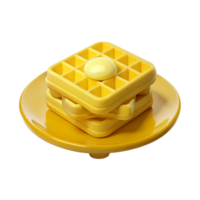 3D Rendered Stack of Buttery Waffles on a Plate png