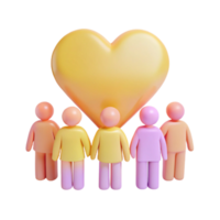Unity, Support, and Togetherness Represented by a Group of People Under a Large Heart png
