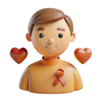 Smiling Cartoon Character with Hearts and a Ribbon png