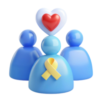Community Support and Awareness 3D Illustration of People with Heart and Ribbon png