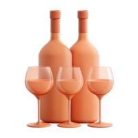 Two Wine Bottles and Three Wine Glasses png