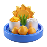 3D Rendered Illustration of a Festive Tray with Sun, Grass, and Round Objects png