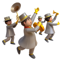 Animé personnages en jouant instruments dans une marcher bande png