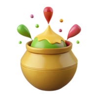 Yellow Pot With Colorful Splashes png