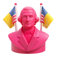 Pink 3D Render of a Founding Father with American Flags png