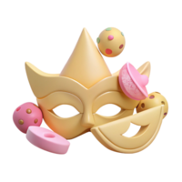 3D Rendered Carnival Mask with Colorful Objects png