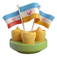 3D Render of Flags on a Stand png