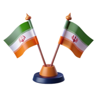 3D Render of Two Iranian Flags on a Stand png