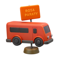 3D Render of Red Toy Bus with Sign png