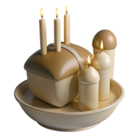 Candles on a Plate with a Decorative Box png
