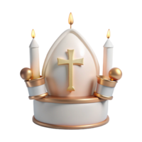 Religious 3D Render of an Egg with Candles and a Cross png