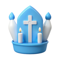 3D Render of Church with Cross and Candles png