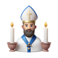 3D Render of a Priest with Lit Candles png