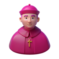3D Render of a Cartoon Bishop with a Cross png
