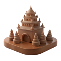3D Render of a Multi-Tiered Tower with Trees png