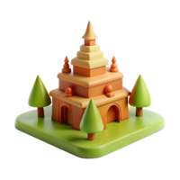 3D Cartoon Castle with Trees png