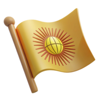 3D Render of a Flag with a Sun and Globe Design png