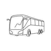 Smart Bus Transport isolated continuous line art flat illustration on white background vector