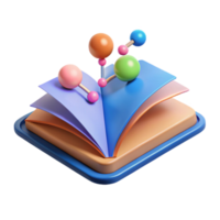 3D Illustration of a Book with Colorful Molecule on Top png