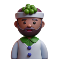 3D Cartoon Character with Green Fruit on Head png
