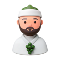 3D Illustration of a Person Wearing a White Robe and Green Hat with a Grape Cluster Ornament png