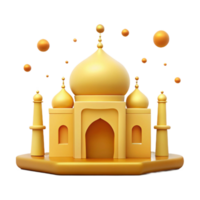 Golden Mosque 3D Render with Floating Spheres png