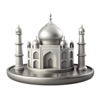 Silver 3D Model of a Majestic Architectural Structure with Domes and Minarets png