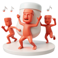 Three 3D Characters Carrying a Large Object png