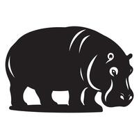 Silhouette of a Hippopotamus , High Quality Hippo Illustration vector