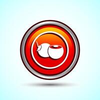 Coconut fruit icon design illustration, Organic fruit icon sign for apps and websites, Orange Color Round Button Design vector