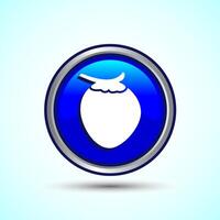 Coconut fruit icon design illustration, Organic fruit icon sign for apps and websites, Blue Color Round Button Design vector