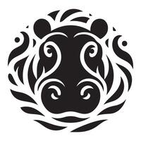 Artistic Hippo Face Design, Tribal Style Abstract Animal Illustration vector