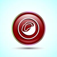 Coconut fruit icon design illustration, Organic fruit icon sign for apps and websites, Red Color Round Button Design vector