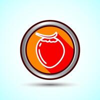 Coconut fruit icon design illustration, Organic fruit icon sign for apps and websites, Orange Shadow Button Design vector