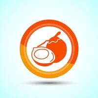 Coconut fruit icon design illustration, Organic fruit icon sign for apps and websites, Orange Color Button Design vector