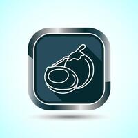 Coconut fruit icon design illustration, Organic fruit icon sign for apps and websites, Gray Shadow Button Design vector