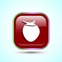 Coconut fruit icon design illustration, Organic fruit icon sign for apps and websites, Red Color Square Button Design vector